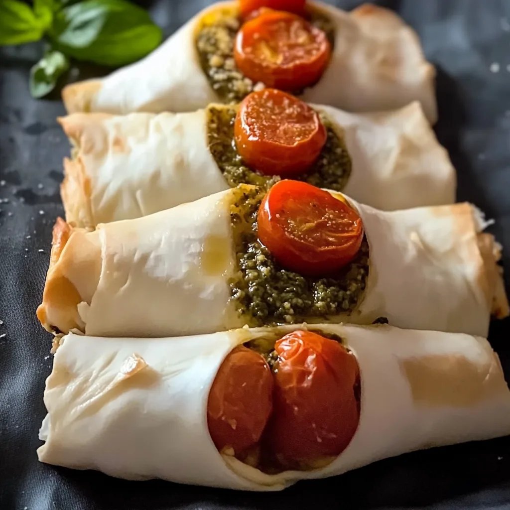 Pesto Strudel mit Tomaten und Mozzarella