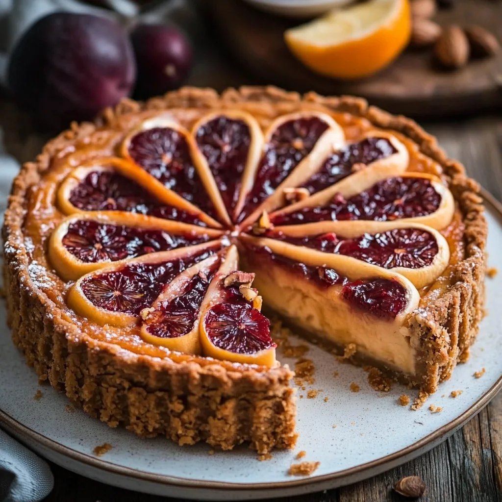 Blutorangentarte mit Mandelkruste