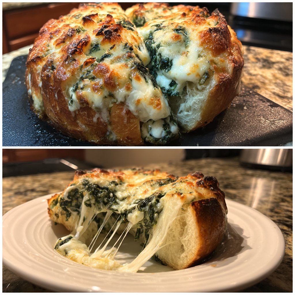 Zupfbrot Mit Spinat Und Käse