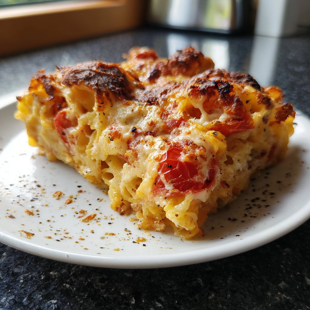 Nudelauflauf mit Tomaten und Mozzarella