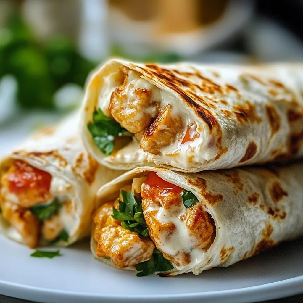 Käsige Knoblauch-Hühnchen-Wraps