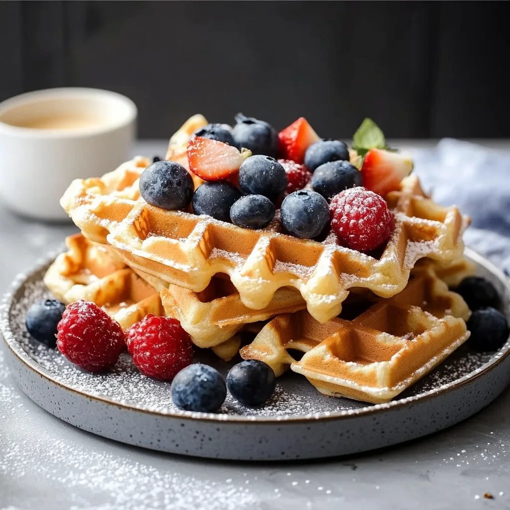 Brüsseler Waffeln mit Beeren und Sahne
