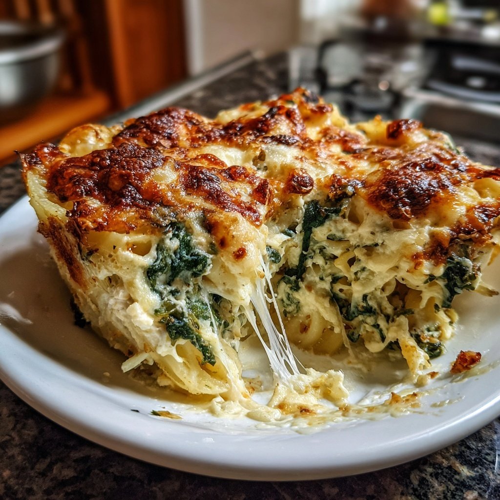 Nudelauflauf mit Spinat
