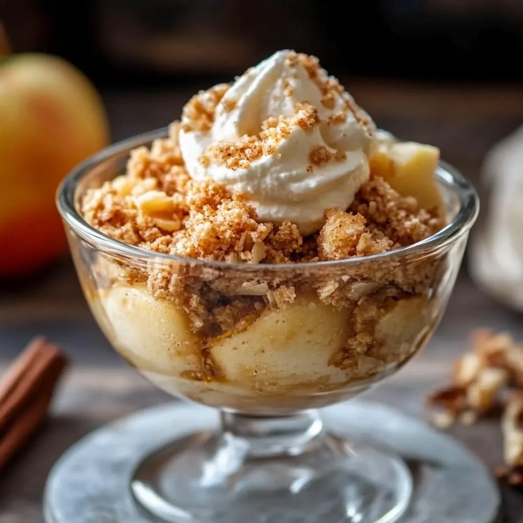 Apfel Crumble mit Vanilleeis im Glas